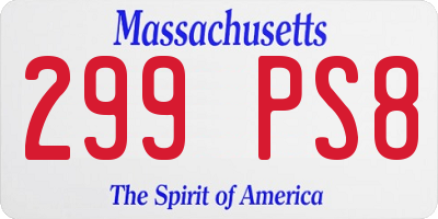 MA license plate 299PS8