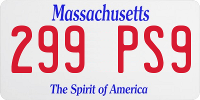 MA license plate 299PS9