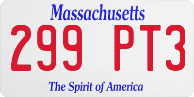 MA license plate 299PT3