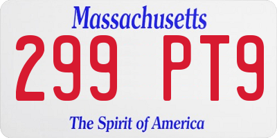 MA license plate 299PT9