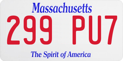 MA license plate 299PU7