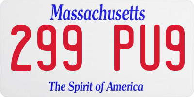 MA license plate 299PU9