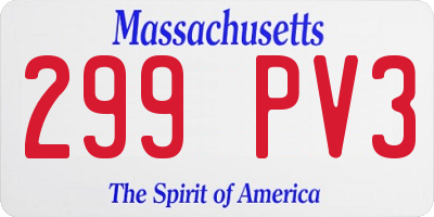 MA license plate 299PV3
