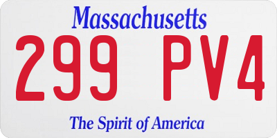 MA license plate 299PV4
