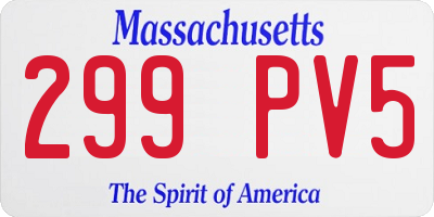 MA license plate 299PV5