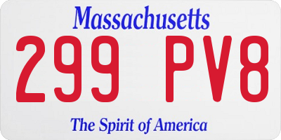 MA license plate 299PV8