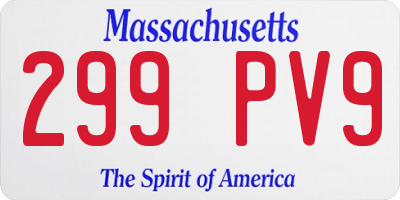 MA license plate 299PV9