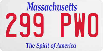 MA license plate 299PW0