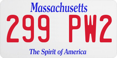 MA license plate 299PW2