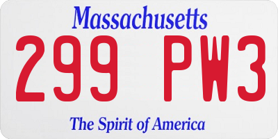 MA license plate 299PW3