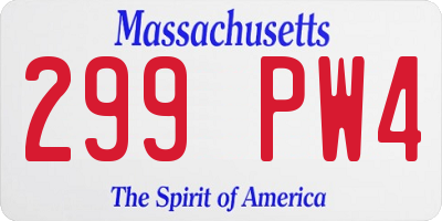 MA license plate 299PW4