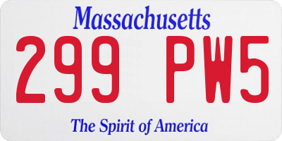 MA license plate 299PW5