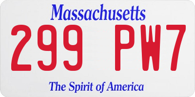 MA license plate 299PW7