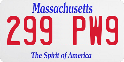 MA license plate 299PW9