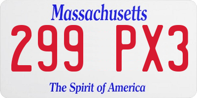 MA license plate 299PX3