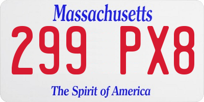 MA license plate 299PX8