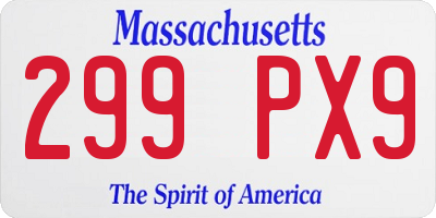 MA license plate 299PX9