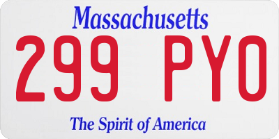 MA license plate 299PY0
