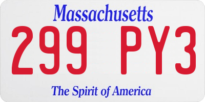 MA license plate 299PY3
