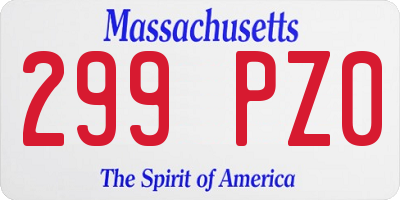 MA license plate 299PZ0