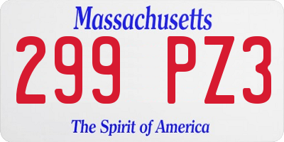 MA license plate 299PZ3