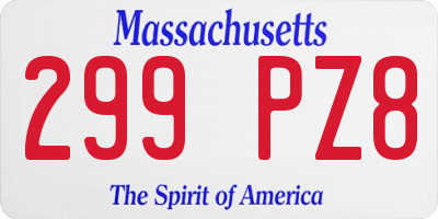 MA license plate 299PZ8