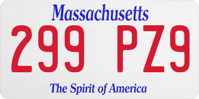 MA license plate 299PZ9