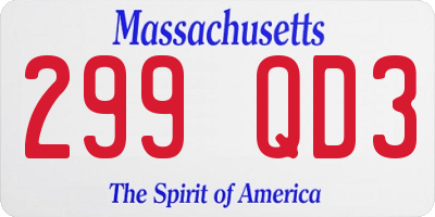 MA license plate 299QD3