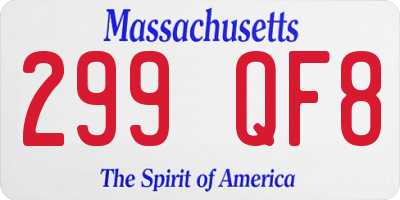MA license plate 299QF8