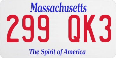 MA license plate 299QK3