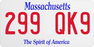 MA license plate 299QK9