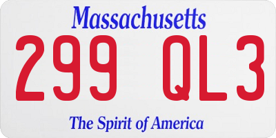 MA license plate 299QL3