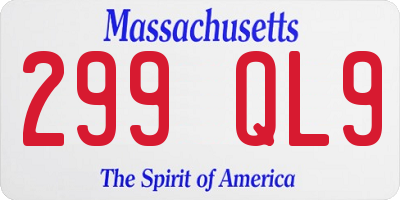 MA license plate 299QL9