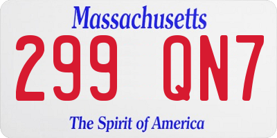 MA license plate 299QN7