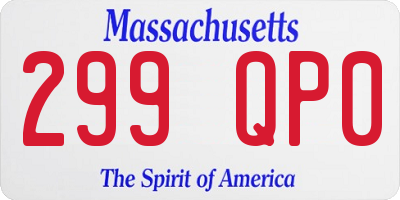 MA license plate 299QP0