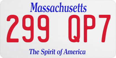 MA license plate 299QP7