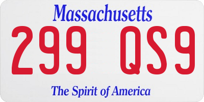 MA license plate 299QS9