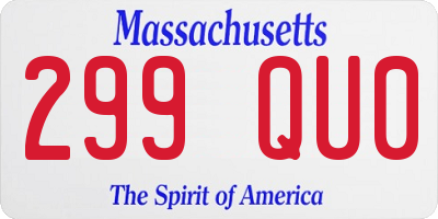 MA license plate 299QU0