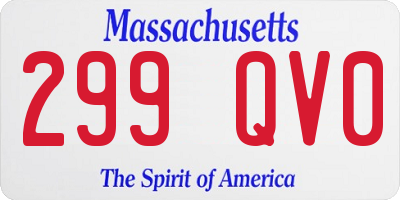 MA license plate 299QV0