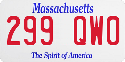 MA license plate 299QW0