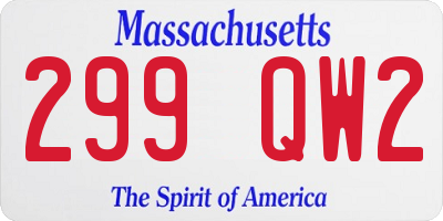 MA license plate 299QW2