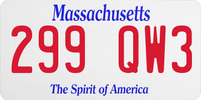 MA license plate 299QW3