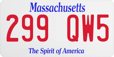 MA license plate 299QW5