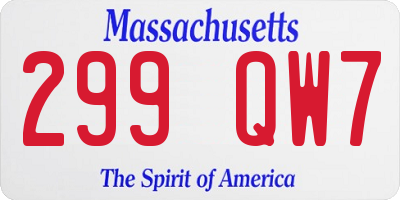 MA license plate 299QW7