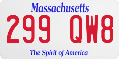 MA license plate 299QW8