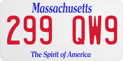 MA license plate 299QW9