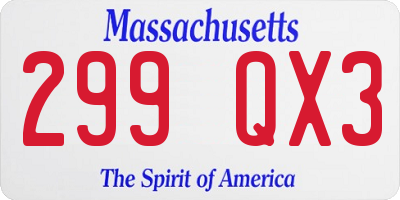 MA license plate 299QX3