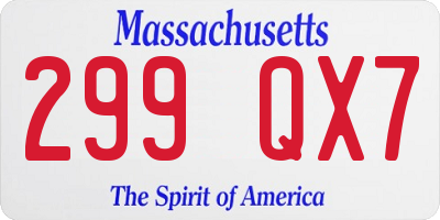 MA license plate 299QX7