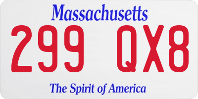 MA license plate 299QX8