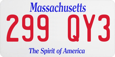 MA license plate 299QY3